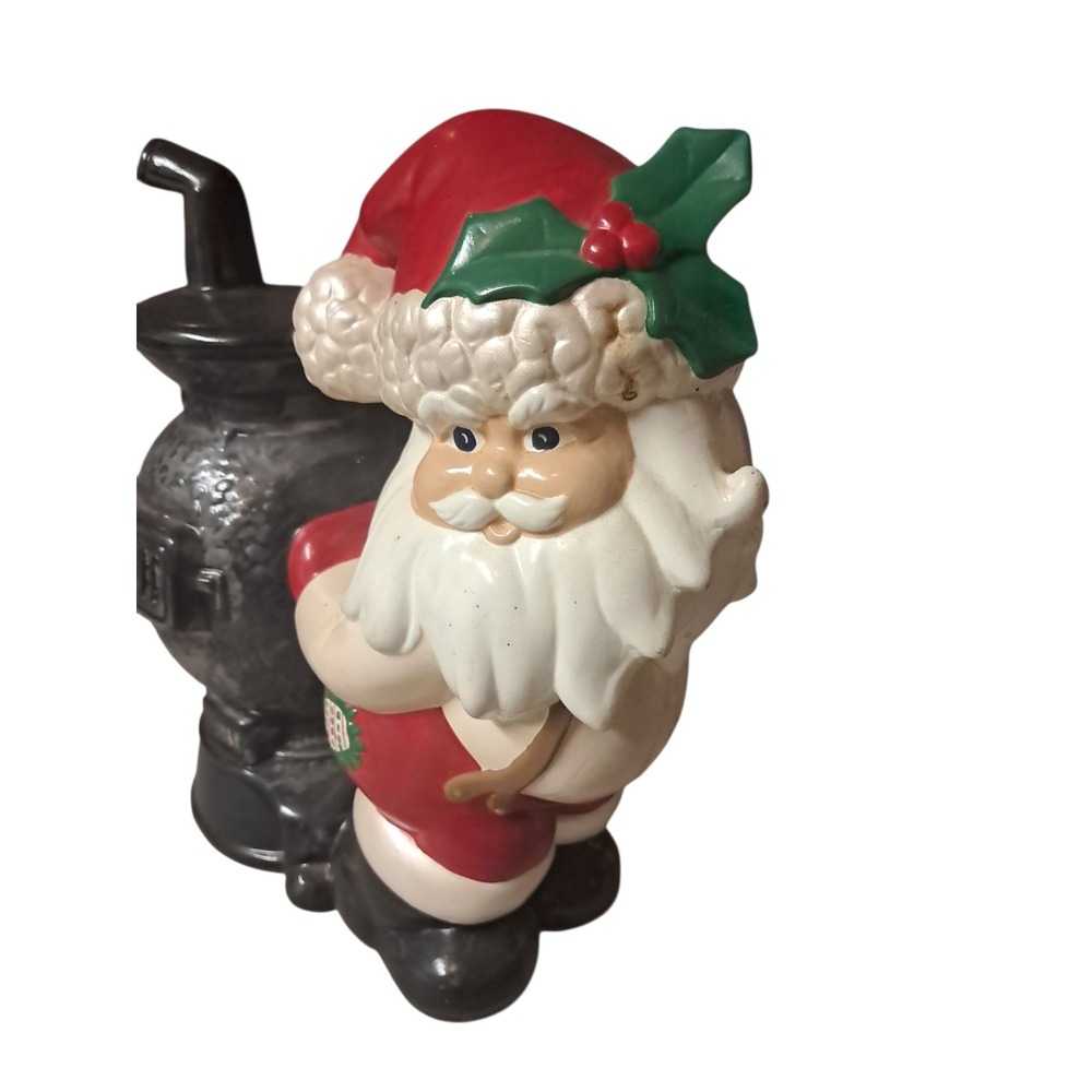 Vtg 1985 Ceramic Santa w Potbelly  Coal Stove Hand Painted Christmas 10.5" Tall - Picture 5 of 13